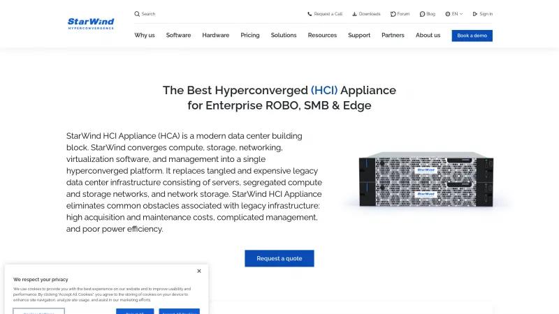 Homepage of StarWind HyperConverged Appliance