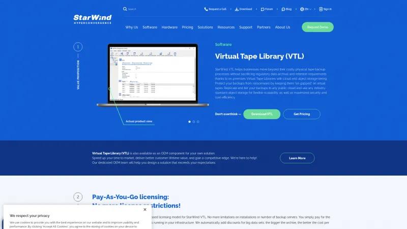 Homepage of StarWind VTL