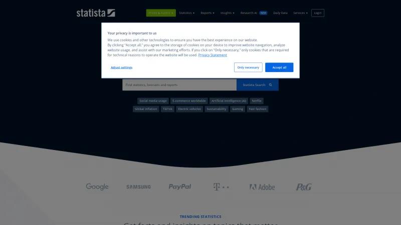 Homepage of Statista