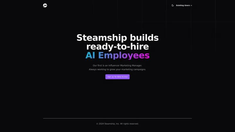 Homepage of Steamship