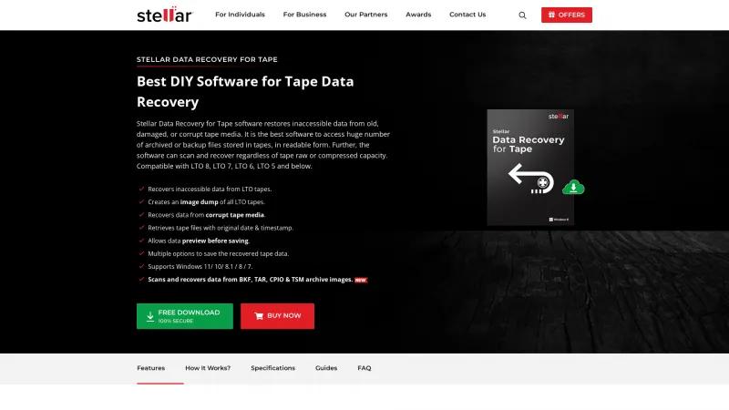 Homepage of Stellar Data Recovery for Tape