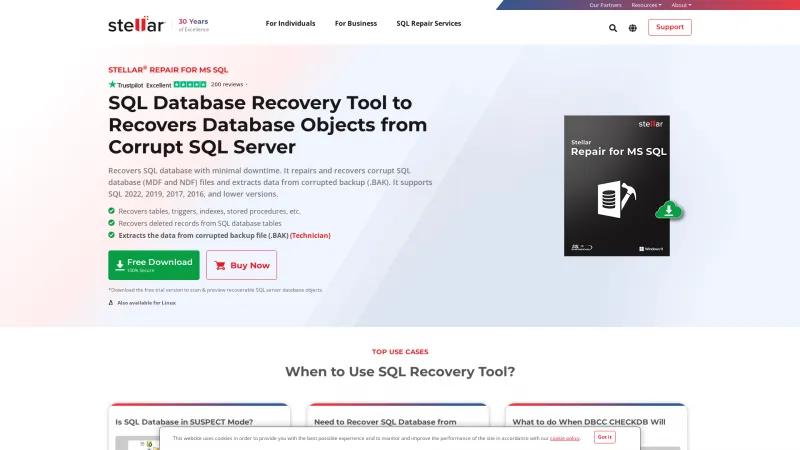 Homepage of Stellar Repair for MSSQL