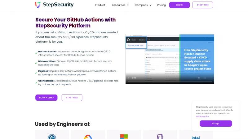 Homepage of StepSecurity