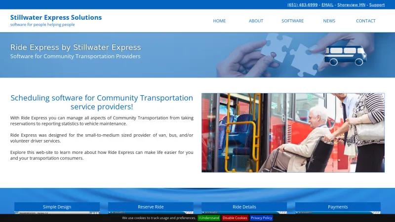 Homepage of Ride Express