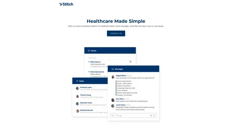 Homepage of Stitch Health