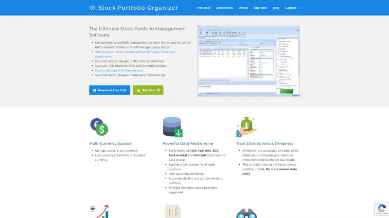 Homepage of Stock Portfolio Organizer