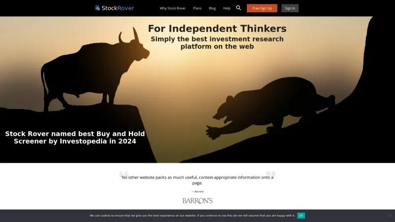 Homepage of Stock Rover