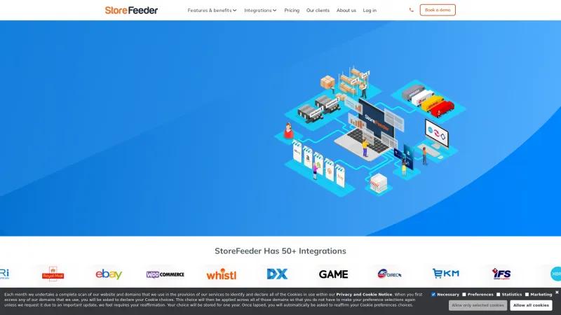 Homepage of StoreFeeder