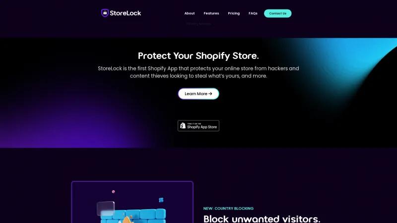 Homepage of StoreLock