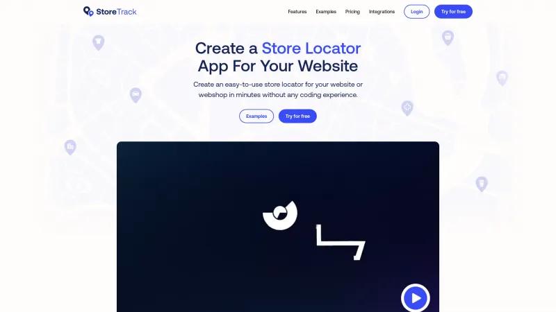 Homepage of StoreTrack