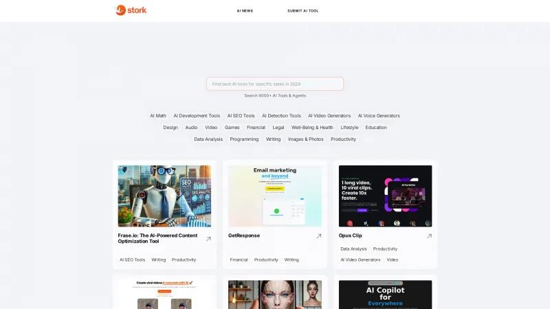 Homepage of Stork