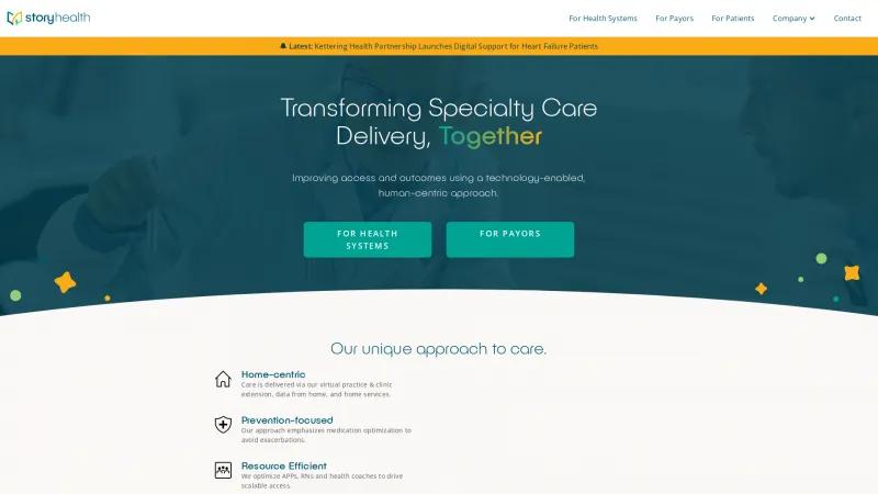 Homepage of Story Health