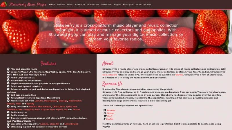 Homepage of Strawberry