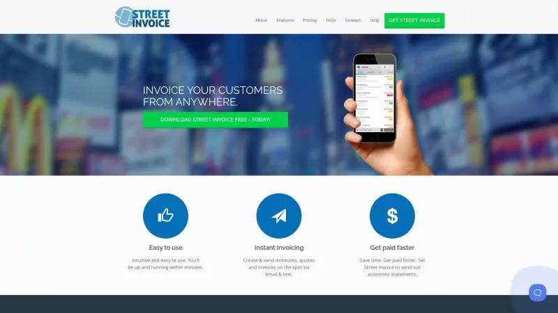 Homepage of Street Invoice