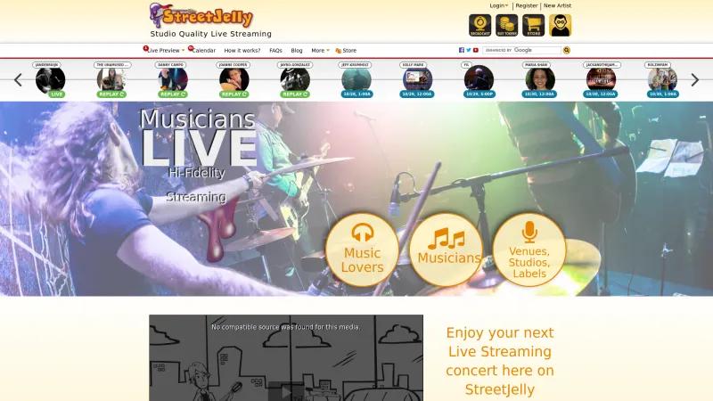 Homepage of StreetJelly