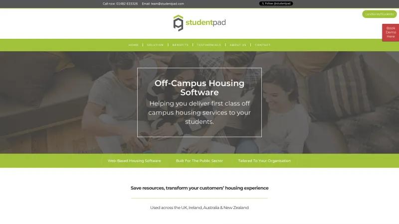 Homepage of Studentpad