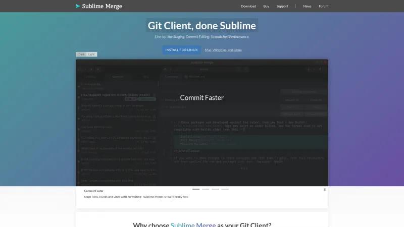 Homepage of Sublime Merge