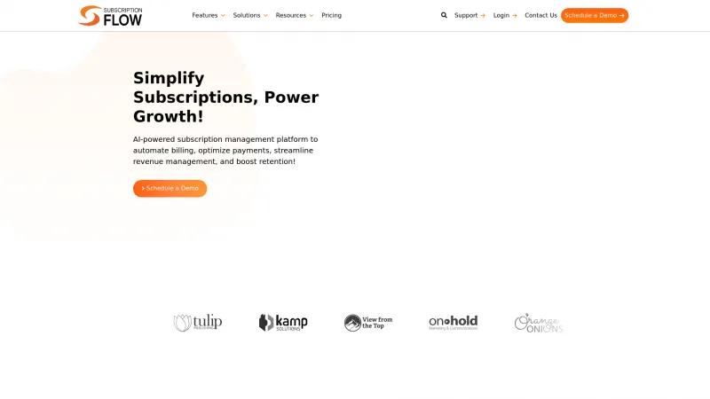 Homepage of SubscriptionFlow