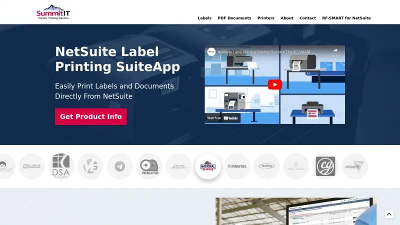 Homepage of SummitIT Label Print for NetSuite