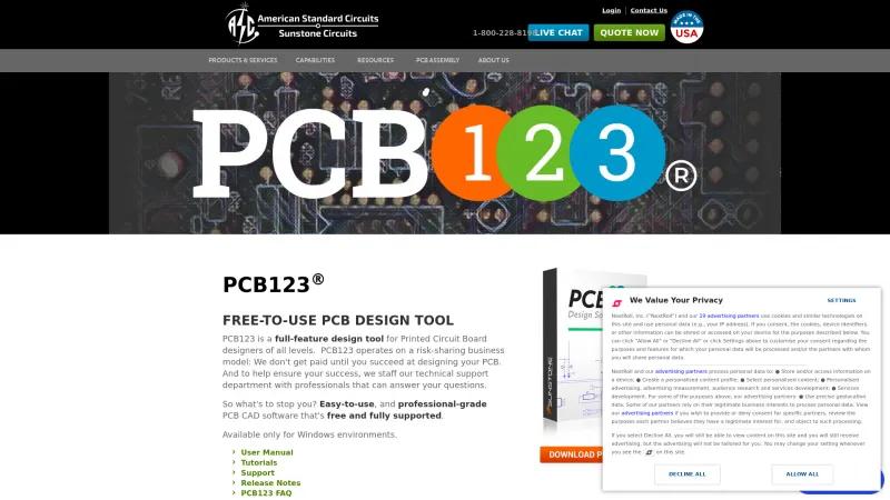 Homepage of PCB123