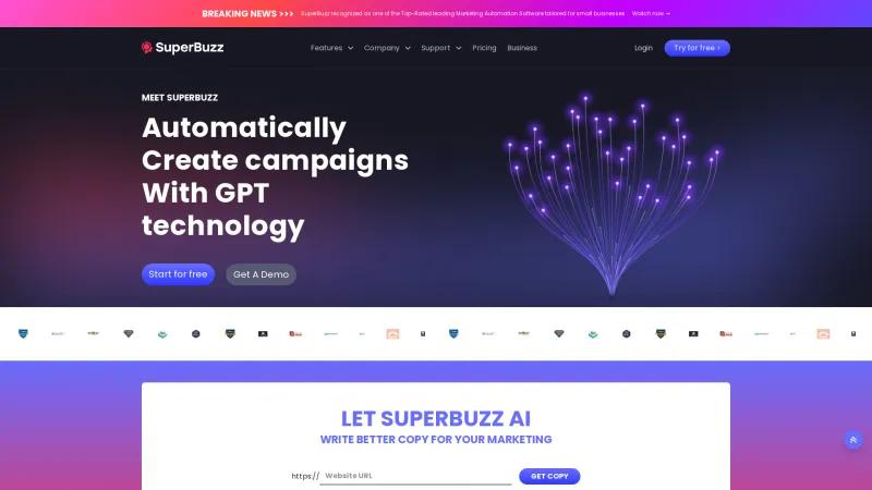 Homepage of SuperBuzz