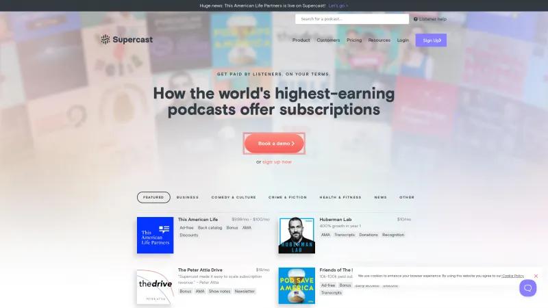 Homepage of Supercast