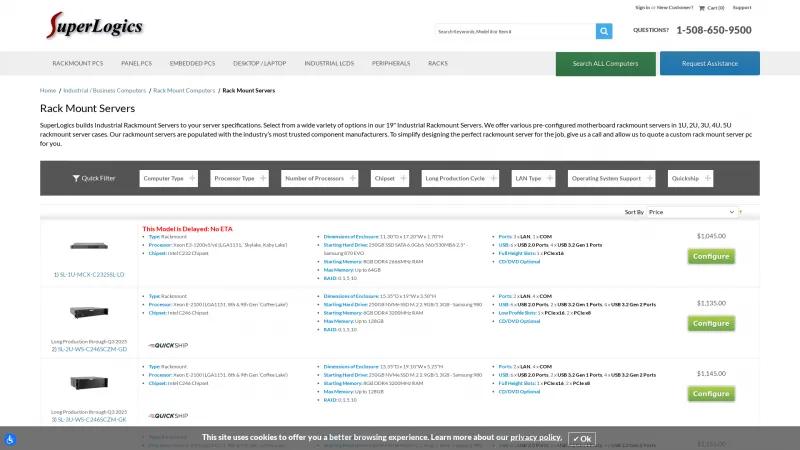 Homepage of SuperLogics Rackmount Servers