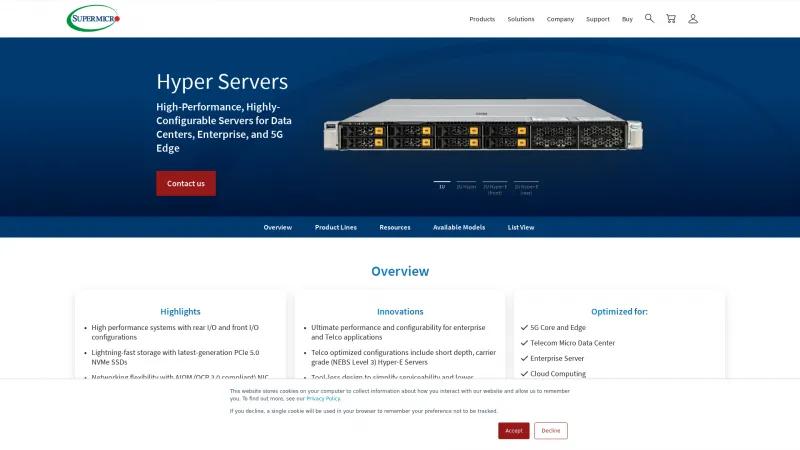 Homepage of Supermicro Hyper