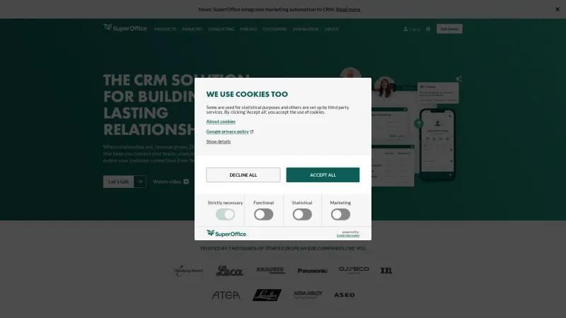 Homepage of SuperOffice CRM