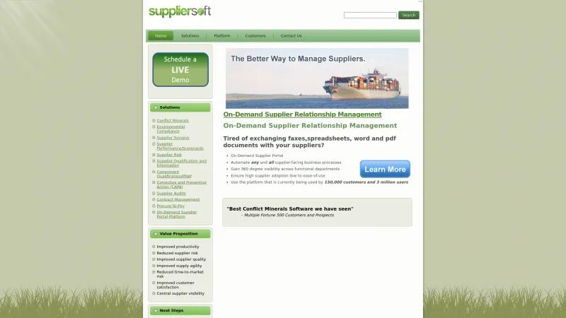 Homepage of SupplierSoft