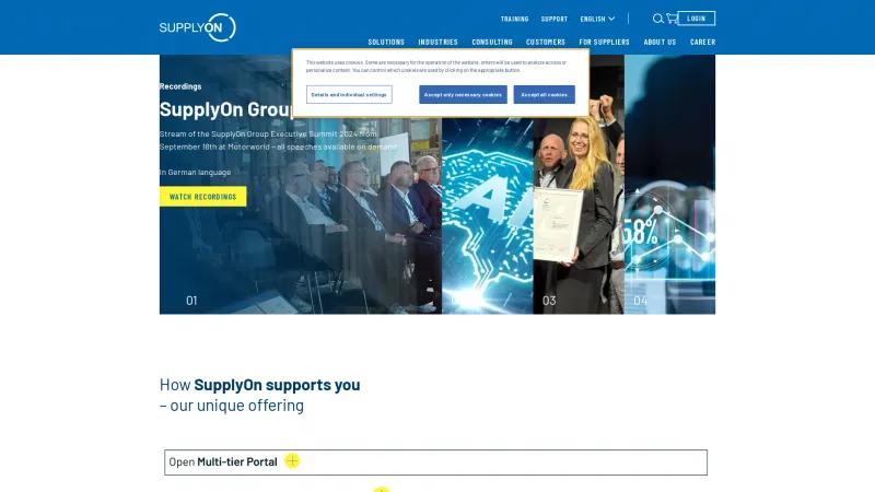 Homepage of SupplyOn