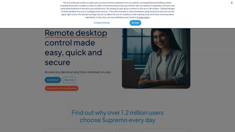 Homepage of SupRemo Remote Desktop