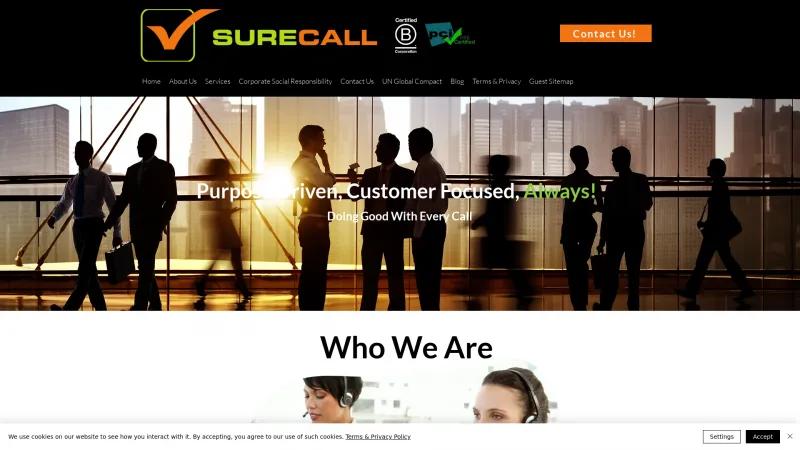 Homepage of SureCall