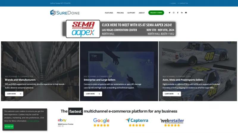 Homepage of SureDone