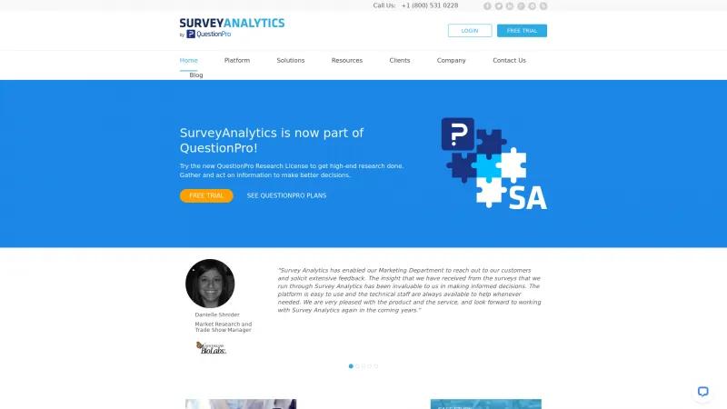 Homepage of Survey Analytics