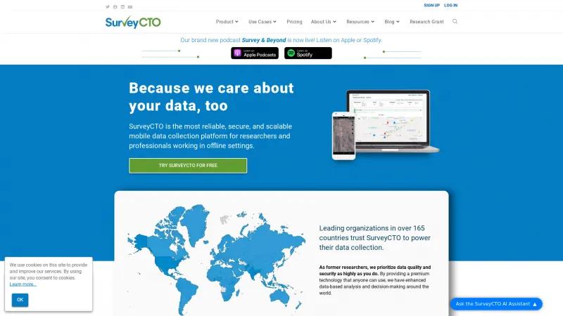 Homepage of SurveyCTO