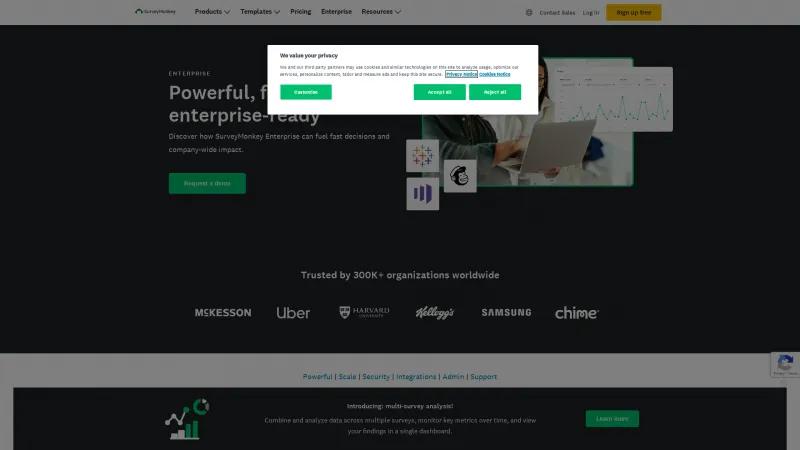 Homepage of SurveyMonkey Enterprise