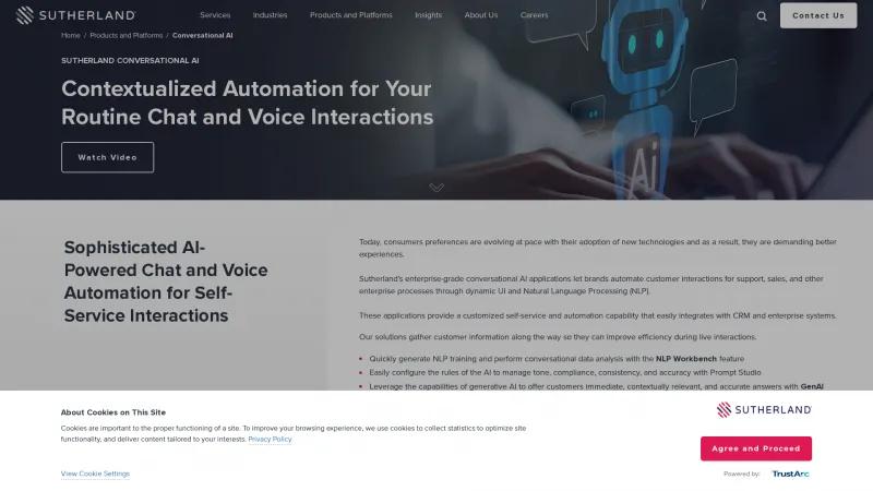 Homepage of Sutherland Conversational AI