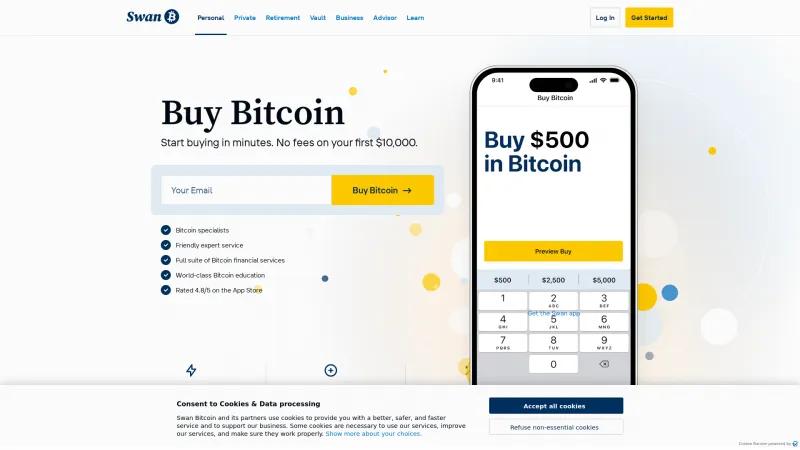 Homepage of Swan Bitcoin