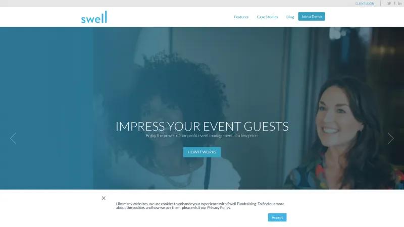 Homepage of Swell Fundraising