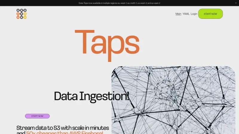 Homepage of Data Taps