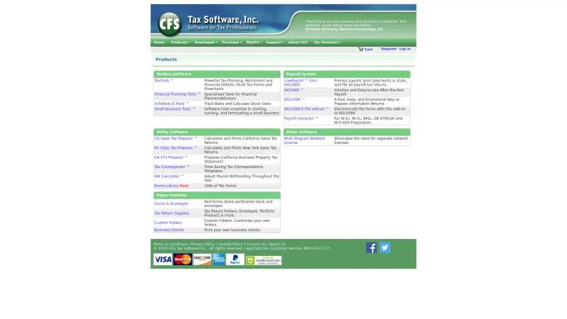 Homepage of CFS TaxTools