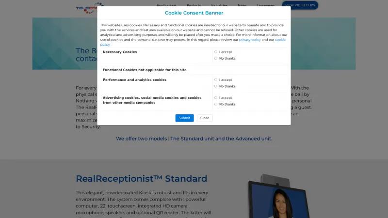 Homepage of Real Receptionist