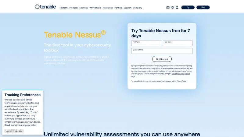 Homepage of Nessus