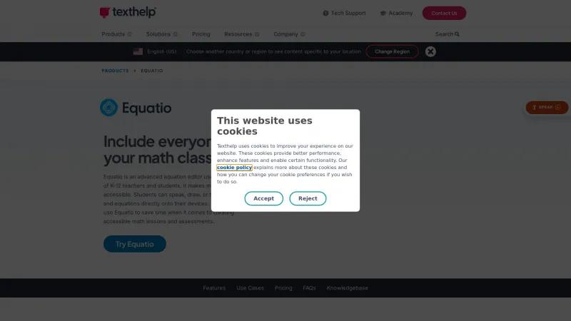 Homepage of Equatio