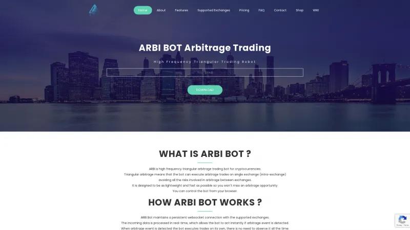 Homepage of ARBI BOT