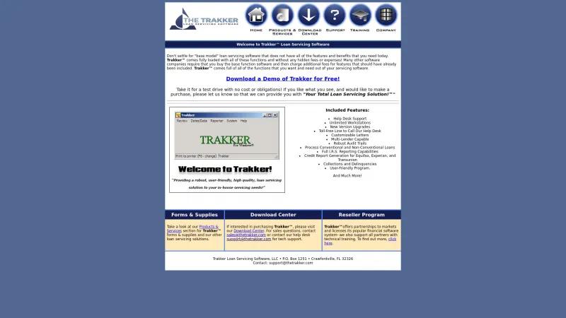 Homepage of Trakker