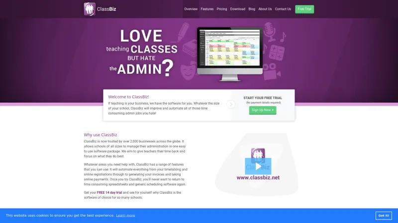 Homepage of ClassBiz