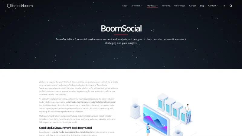 Homepage of BoomSocial