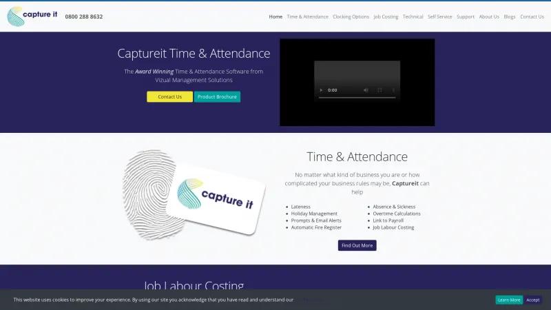 Homepage of CaptureIT Time and Attendance